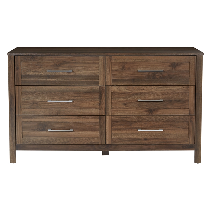 Scranton & Co 6-Drawer Horizontal Dresser in Classic Walnut Wood Finish