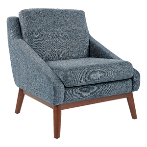Scranton & Co Mid-Century Club Chair in Navy Fabric with Coffee Legs