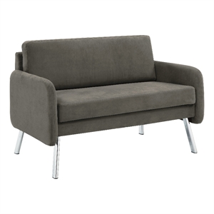 Scranton & Co Modern Lounge Loveseat in Charcoal Fabric Chrome Legs