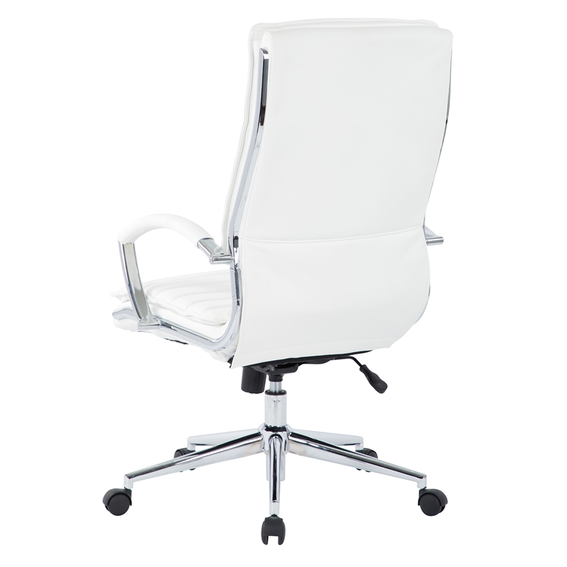 Scranton & Co High Back Manager's Chair in White Faux Leather Chrome