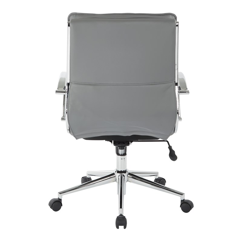 Scranton & Co Mid Back Manager's Faux Leather Chair in Charcoal Chrome Base