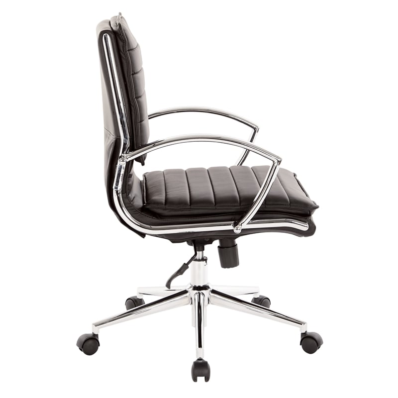 Scranton & Co Mid Back Manager's Faux Leather Chair in Black Chrome Base