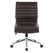Scranton & Co Armless Mid Back Faux Leather Chair in Espresso Chrome Base