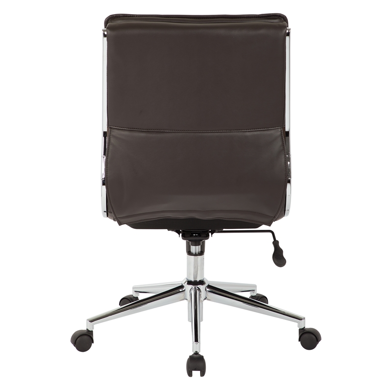 Scranton & Co Armless Mid Back Faux Leather Chair in Espresso Chrome Base