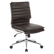 Scranton & Co Armless Mid Back Faux Leather Chair in Espresso Chrome Base
