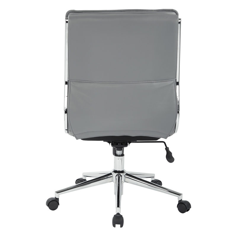Scranton & Co Armless Mid Back Faux Leather Chair in Charcoal Chrome Base