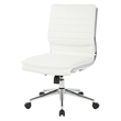 Scranton & Co Armless Mid Back Faux Leather Chair in White Chrome Base