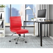 Scranton & Co Armless Mid Back Faux Leather Chair in Red Chrome Base