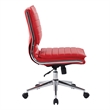 Scranton & Co Armless Mid Back Faux Leather Chair in Red Chrome Base