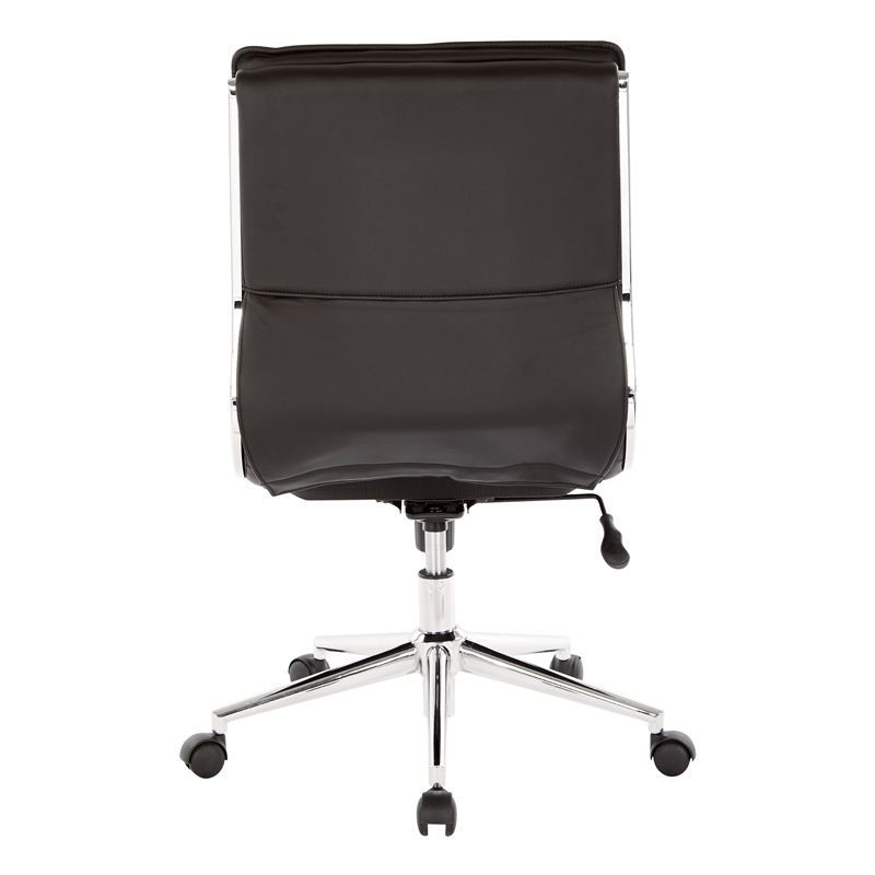 Scranton & Co Armless Mid Back Manager's Chair in Black Faux Leather Chrome