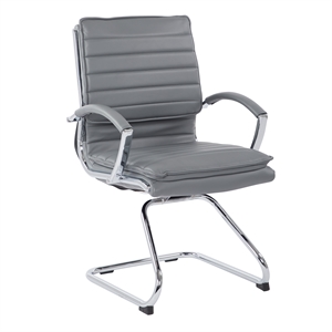 Scranton & Co Guest Chair in Charcoal Faux Leather Chrome Sled Base