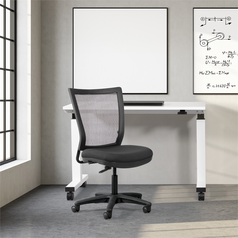 Scranton & Co Task Chair with Breathable Mesh Back in Padded Black Fabric