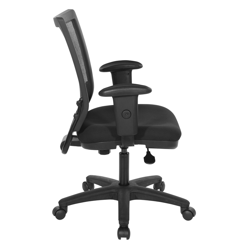 Scranton & Co Task Chair with Mesh Back and Adjustable Arms in Black Fabric