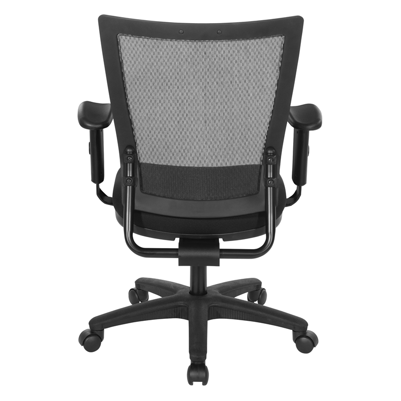 Scranton & Co Task Chair with Mesh Back and Adjustable Arms in Black Fabric