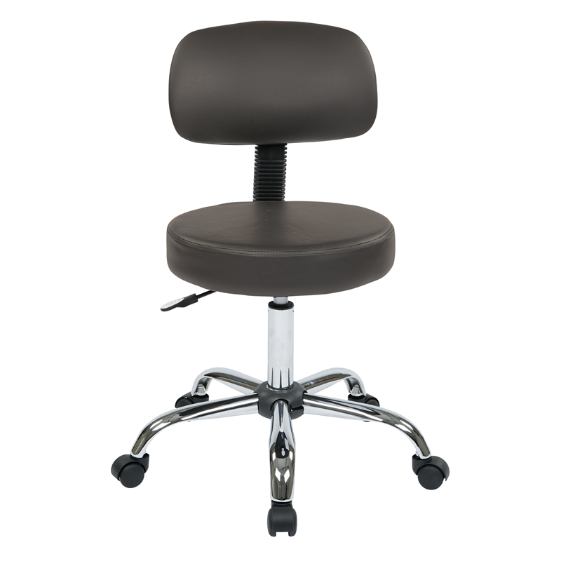 Scranton & Co Drafting Stool in Gray Vinyl with Heavy-Duty Chrome Base