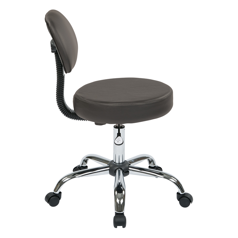 Scranton & Co Drafting Stool in Gray Vinyl with Heavy-Duty Chrome Base
