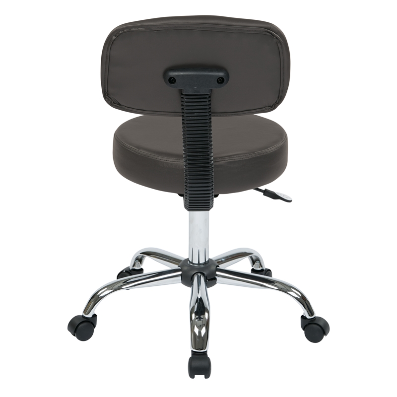 Scranton & Co Drafting Stool in Gray Vinyl with Heavy-Duty Chrome Base