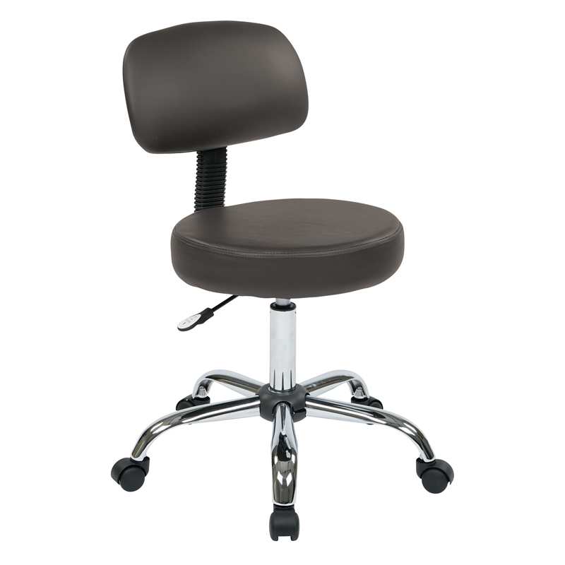 Scranton & Co Drafting Stool in Gray Vinyl with Heavy-Duty Chrome Base