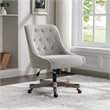 Scranton & Co Boucle Office Chair in Salt and Pepper Gray Rustic Wood Base