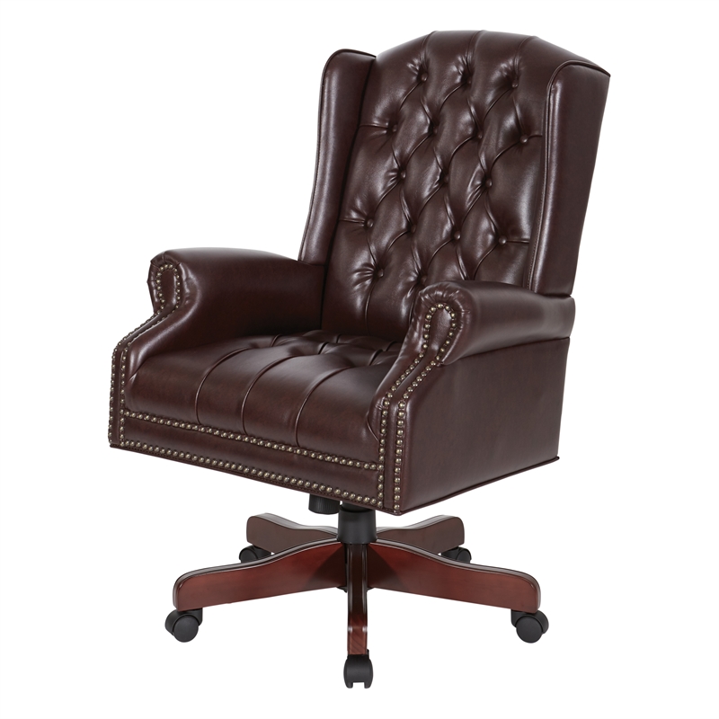 Scranton & Co Traditional High Back Executive Chair in Oxblood Red Vinyl