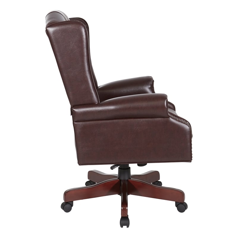 Scranton & Co Traditional High Back Executive Chair in Oxblood Red Vinyl