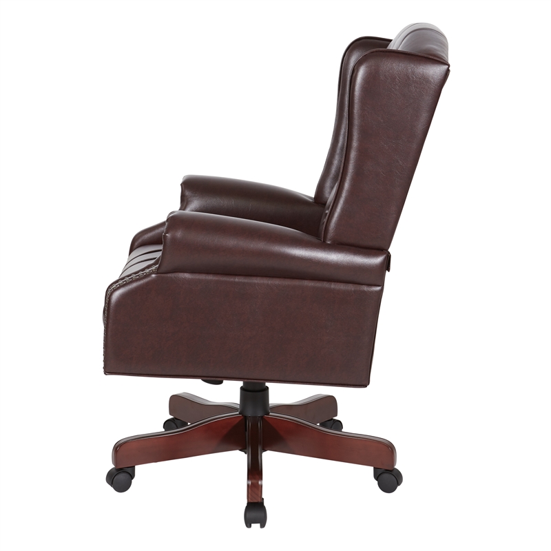 Scranton & Co Traditional High Back Executive Chair in Oxblood Red Vinyl