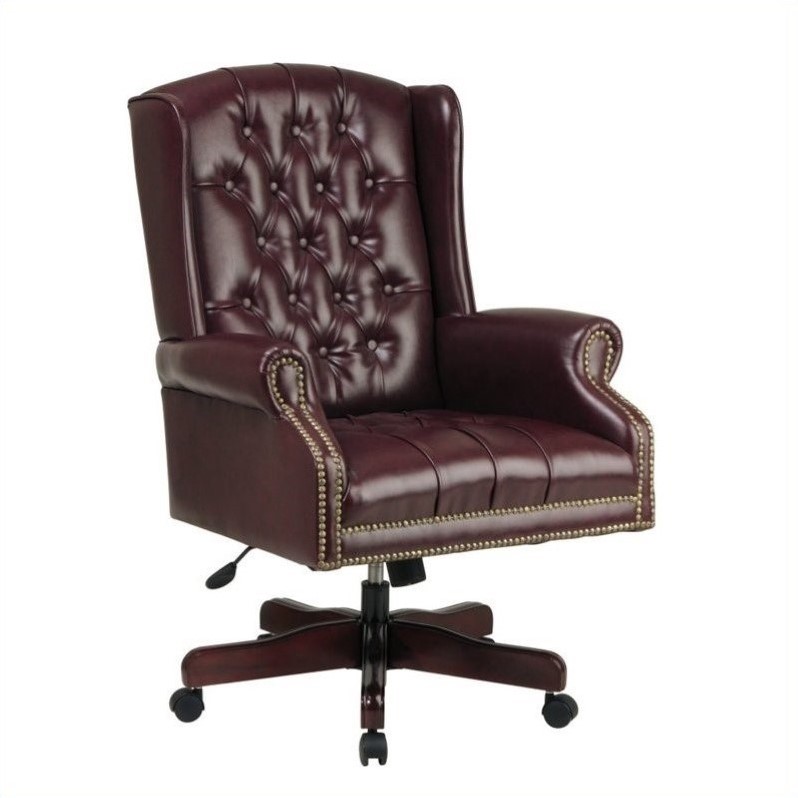 Scranton & Co Traditional High Back Executive Chair in Oxblood Red Vinyl