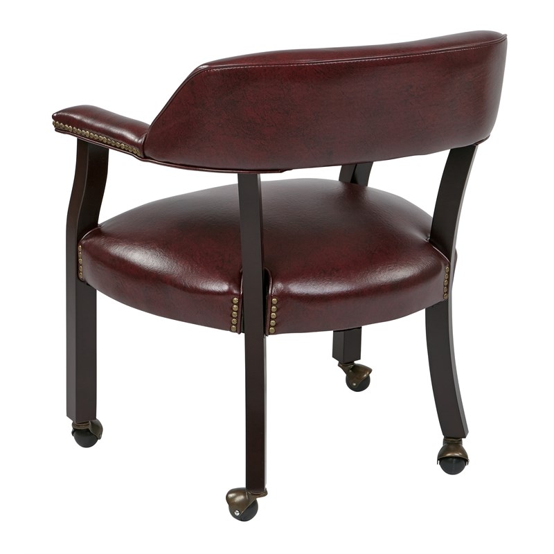 Scranton & Co Traditional Visitor Chair in Oxblood Red Vinyl Mahogany Finish