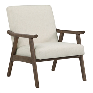 Scranton & Co Mid-Century Cantilever Chair in Linen White Brushed Brown Frame