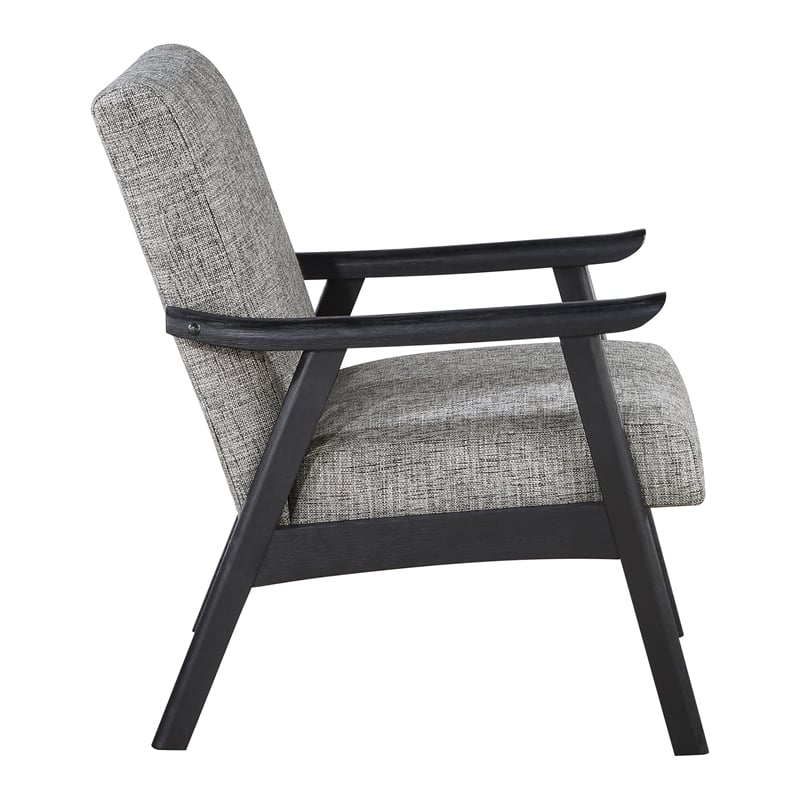 Scranton & Co Mid-Century Cantilever Chair in Linen White Black Frame