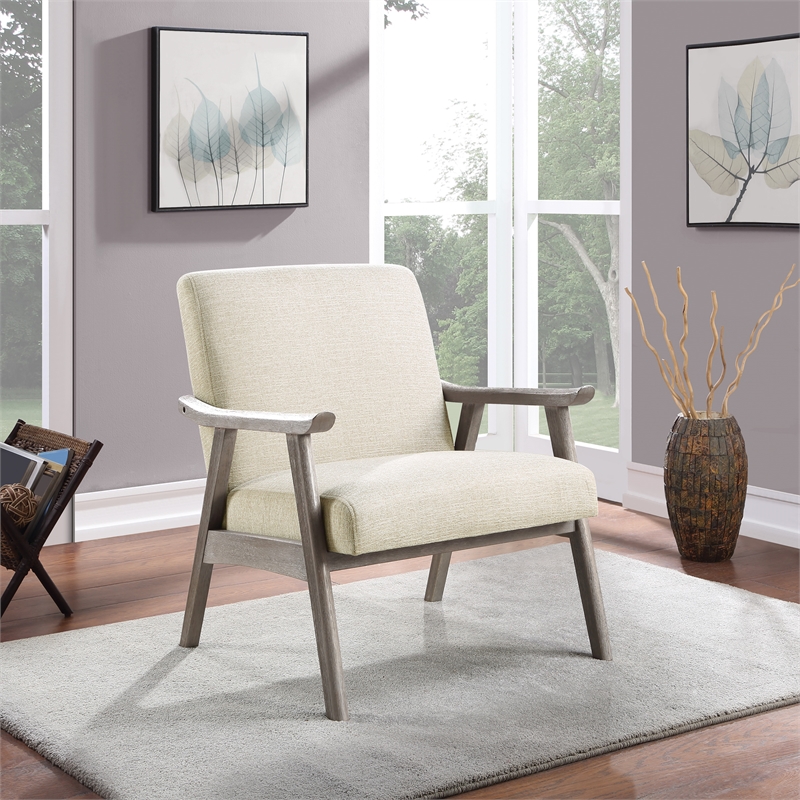 Scranton & Co Mid-Century Cantilever Chair in Gray Fabric Brushed Gray Frame