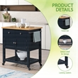 Scranton & Co Farmhouse Kitchen Cart with Wood Top in Blue Finish