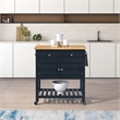 Scranton & Co Farmhouse Kitchen Cart with Wood Top in Blue Finish
