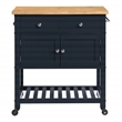 Scranton & Co Farmhouse Kitchen Cart with Wood Top in Blue Finish