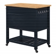 Scranton & Co Farmhouse Kitchen Cart with Wood Top in Blue Finish