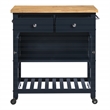 Scranton & Co Farmhouse Kitchen Cart with Wood Top in Blue Finish