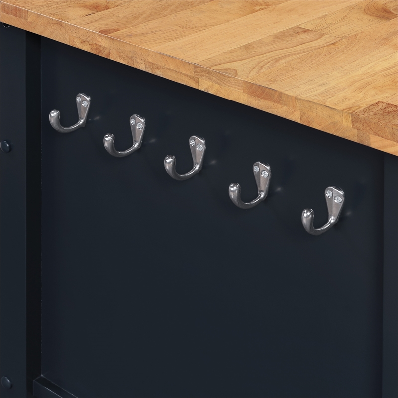 Scranton & Co Farmhouse Kitchen Cart with Wood Top in Blue Finish