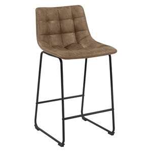 Scranton & Co 26&quot Counter Stool in Saddle Faux Leather Black Base 2-Pack
