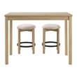 Scranton & Co 3-Piece Counter Height Dining Set with Power in Natural Oak