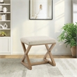 Scranton & Co X-Frame Accent Stool in Linen White with Medium Oak Wood Base