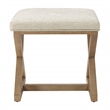 Scranton & Co X-Frame Accent Stool in Linen White with Medium Oak Wood Base
