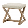 Scranton & Co X-Frame Accent Stool in Linen White with Medium Oak Wood Base
