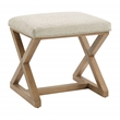 Scranton & Co X-Frame Accent Stool in Linen White with Medium Oak Wood Base