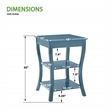 Scranton & Co Round Side Table in Blue Wood Finish with 2 Shelves