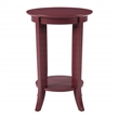 Scranton & Co Round Side Table in Maroon Wood Finish with Shelf