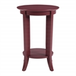 Scranton & Co Round Side Table in Maroon Wood Finish with Shelf