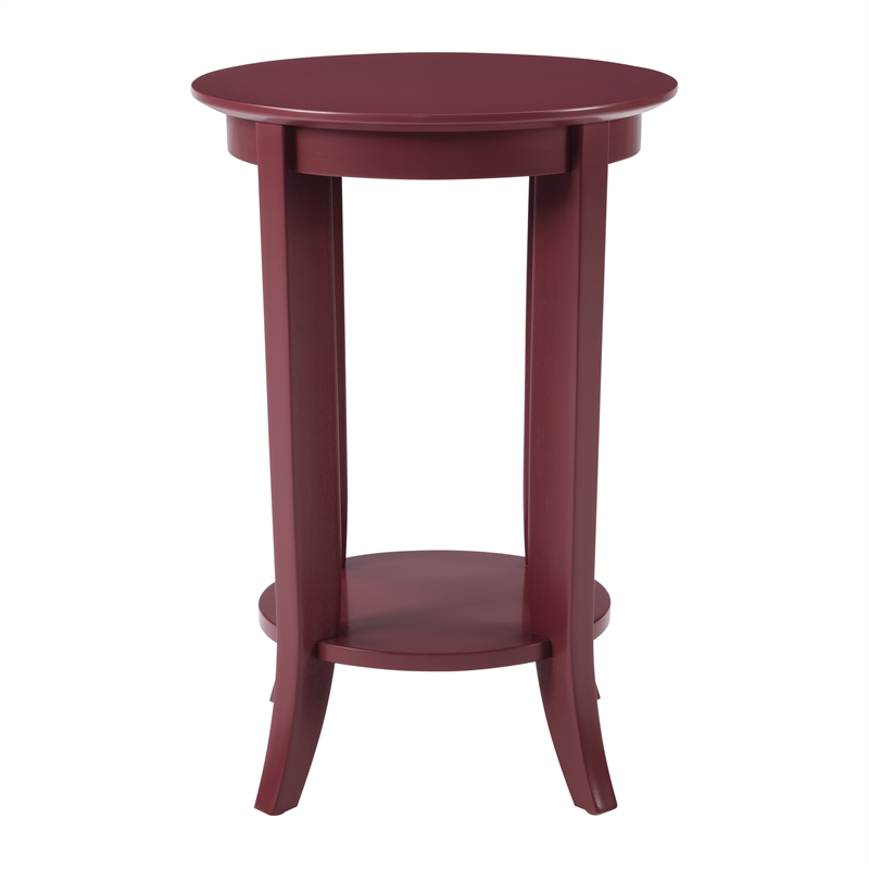 Scranton & Co Round Side Table in Maroon Wood Finish with Shelf