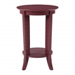 Scranton & Co Round Side Table in Maroon Wood Finish with Shelf