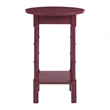 Scranton & Co Contemporary Round Maroon Wood Side Table with Lower Shelf