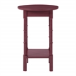 Scranton & Co Contemporary Round Maroon Wood Side Table with Lower Shelf
